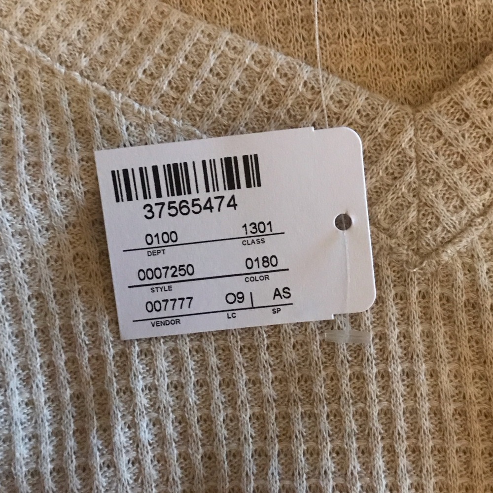 New Christopher & Banks Beige Waffle Knit Top - Picture 7 of 8